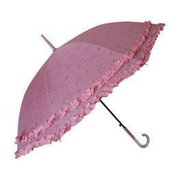 Pink umbrella with double ruffles