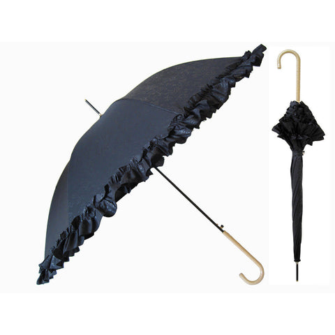 Wholesale Classy Ruffles Umbrella - Silhouette Print And Fashion Stick